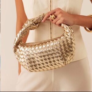 Gold Woven Shoulder Bag